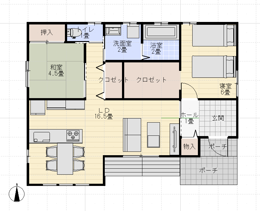 ユニバーサルホーム平屋間取り