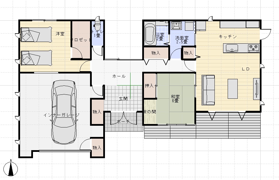 タマホーム平屋ガレージハウス間取り