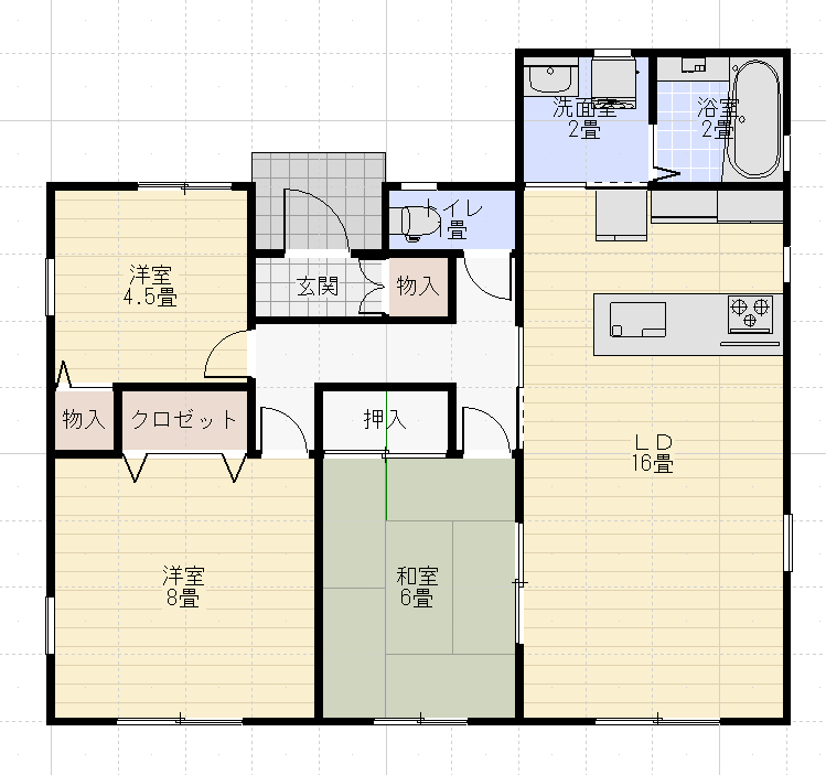 23坪平屋北玄関3LDKパパまるハウス間取り