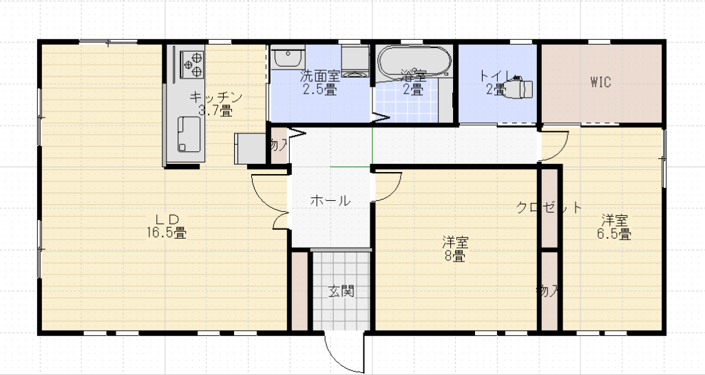 平屋南玄関32坪2LDKロビンスジャパン間取り