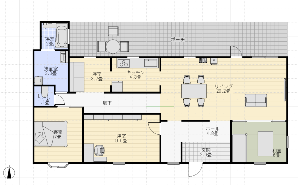 スウェーデンハウス平屋間取り