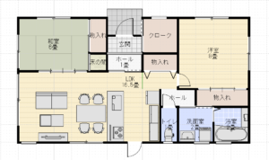平屋22坪北玄関2LDKエイワン間取り
