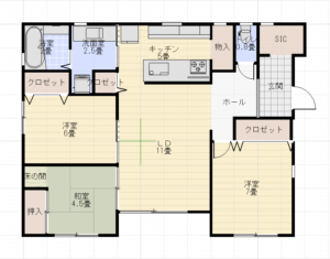 平屋東玄関ローコスト3LDKジブンハウス25坪間取り