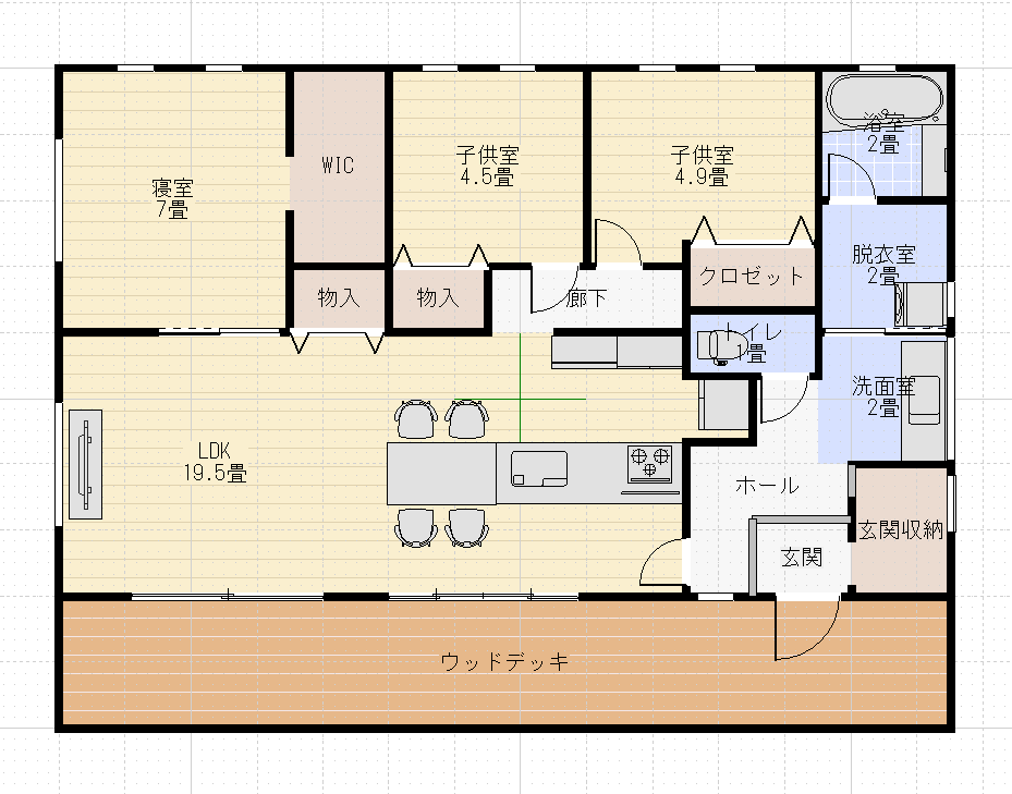 平屋27坪南玄関3LDKエイワン間取り