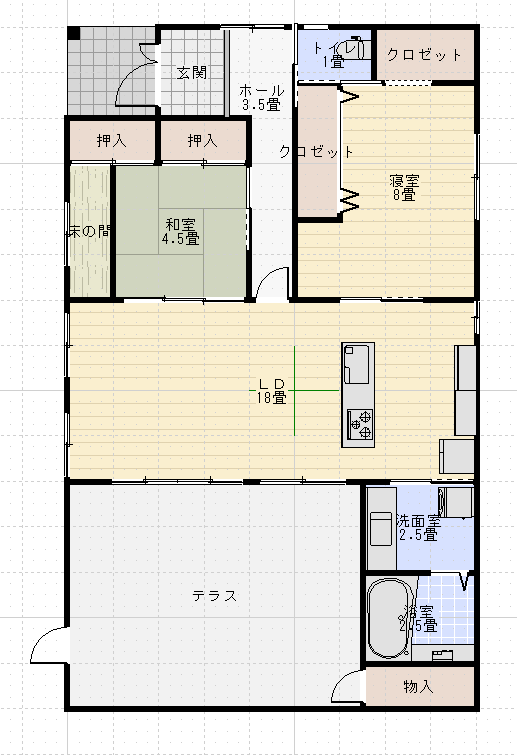 30坪平屋北玄関2LDKタマホーム間取り