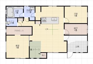 富士住建30坪平屋南玄関横長間取り