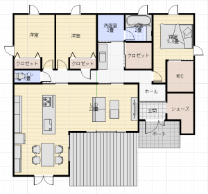 32坪平屋南玄関3LDK一条工務店間取り